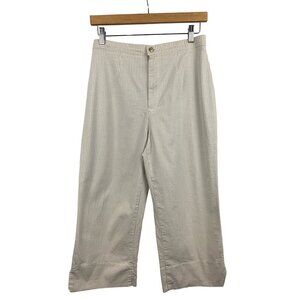 Stephanie Parks Womens Beige Checkered Pants Size M Cotton Blend